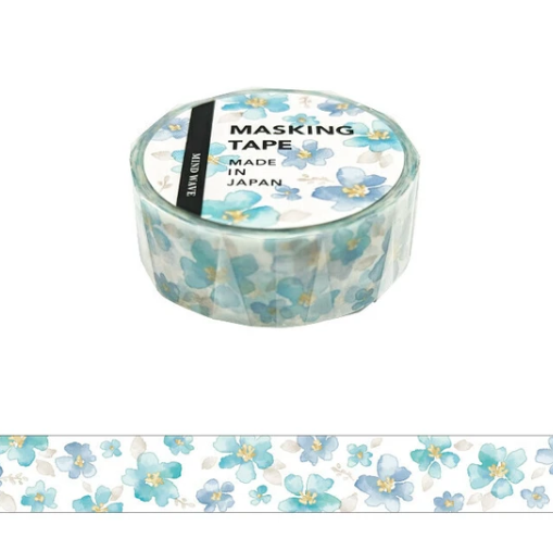 Flowers watercolor blue washi teippi